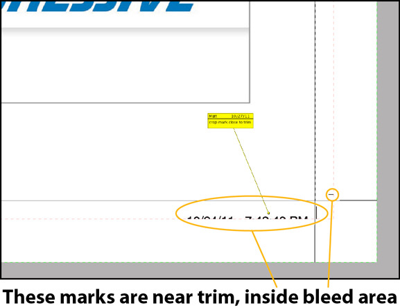 Crop marks inside trim for commercial, magazine, catalog, brochure printing